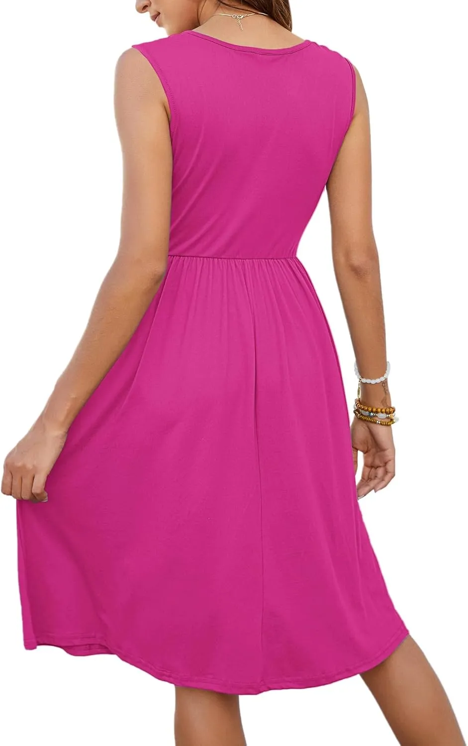 KARALIN Womens Summer Dresses 2025 Sundress, Casual Sleeveless V Neck Vacation & Beach Midi Dress M-4XL