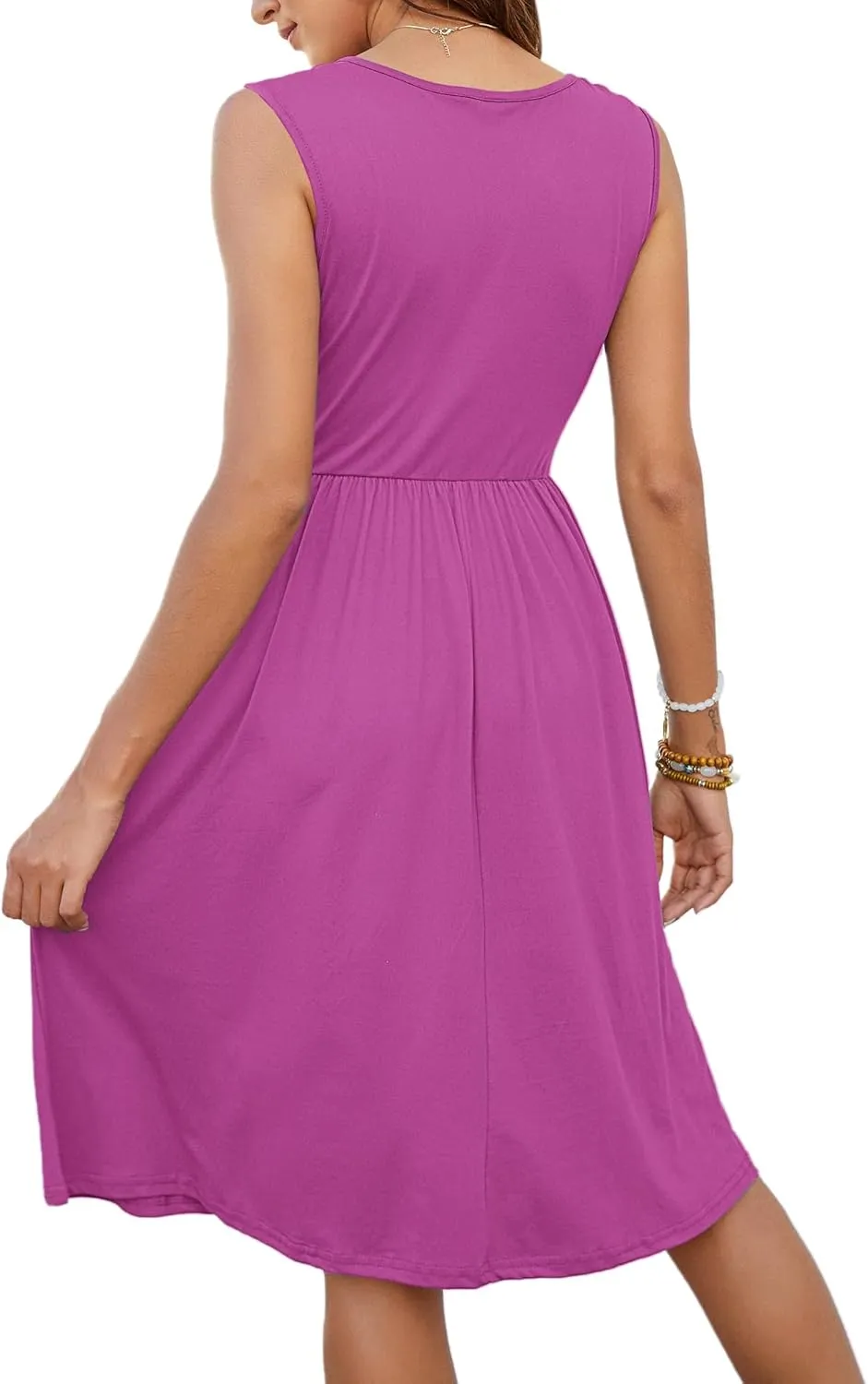 KARALIN Womens Summer Dresses 2025 Sundress, Casual Sleeveless V Neck Vacation & Beach Midi Dress M-4XL