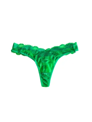 Kelly-Green Crossover Lace Thong