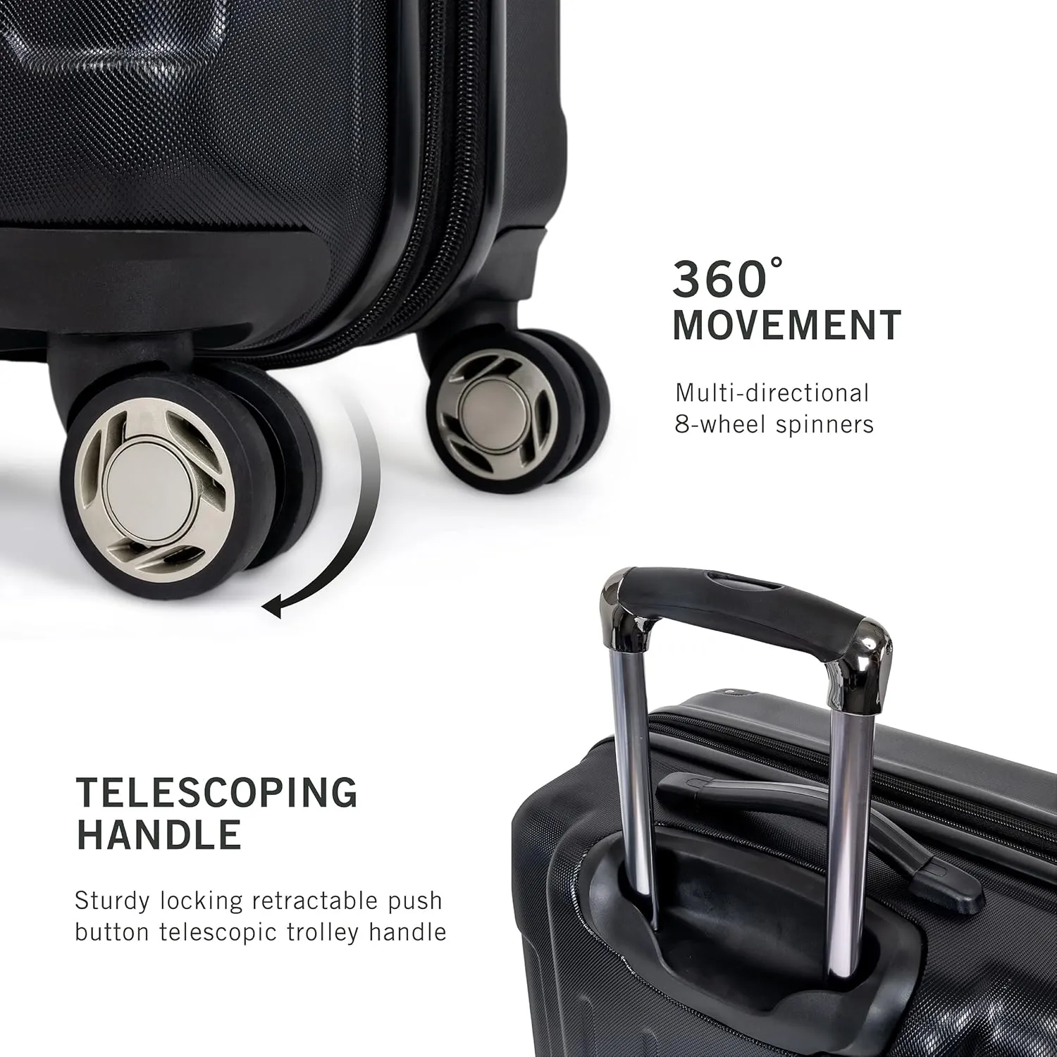 Kenneth Cole REACTION Renegade Luggage Expandable 8-Wheel Spinner Lightweight Hardside Suitcase, Black, 20-Inch Carry On