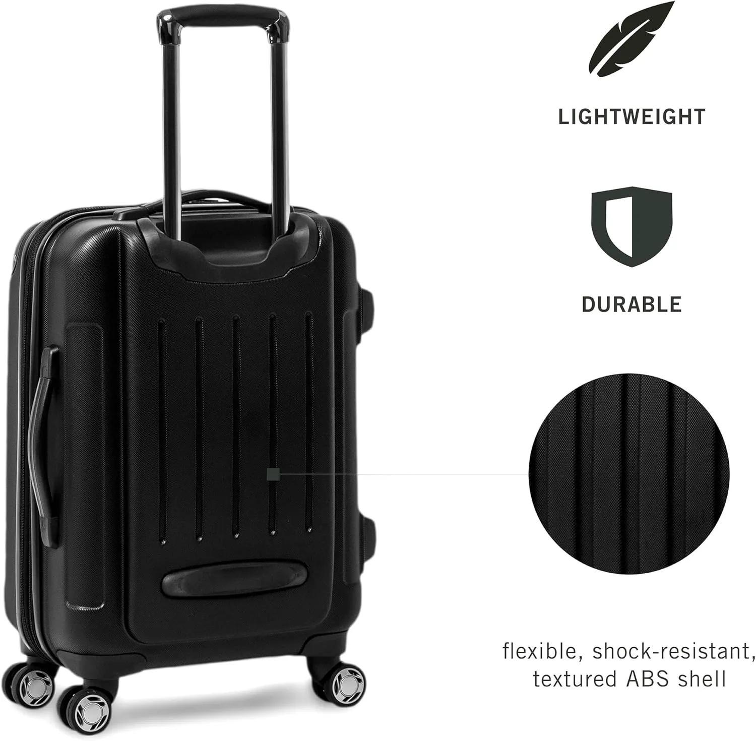 Kenneth Cole REACTION Renegade Luggage Expandable 8-Wheel Spinner Lightweight Hardside Suitcase, Black, 20-Inch Carry On