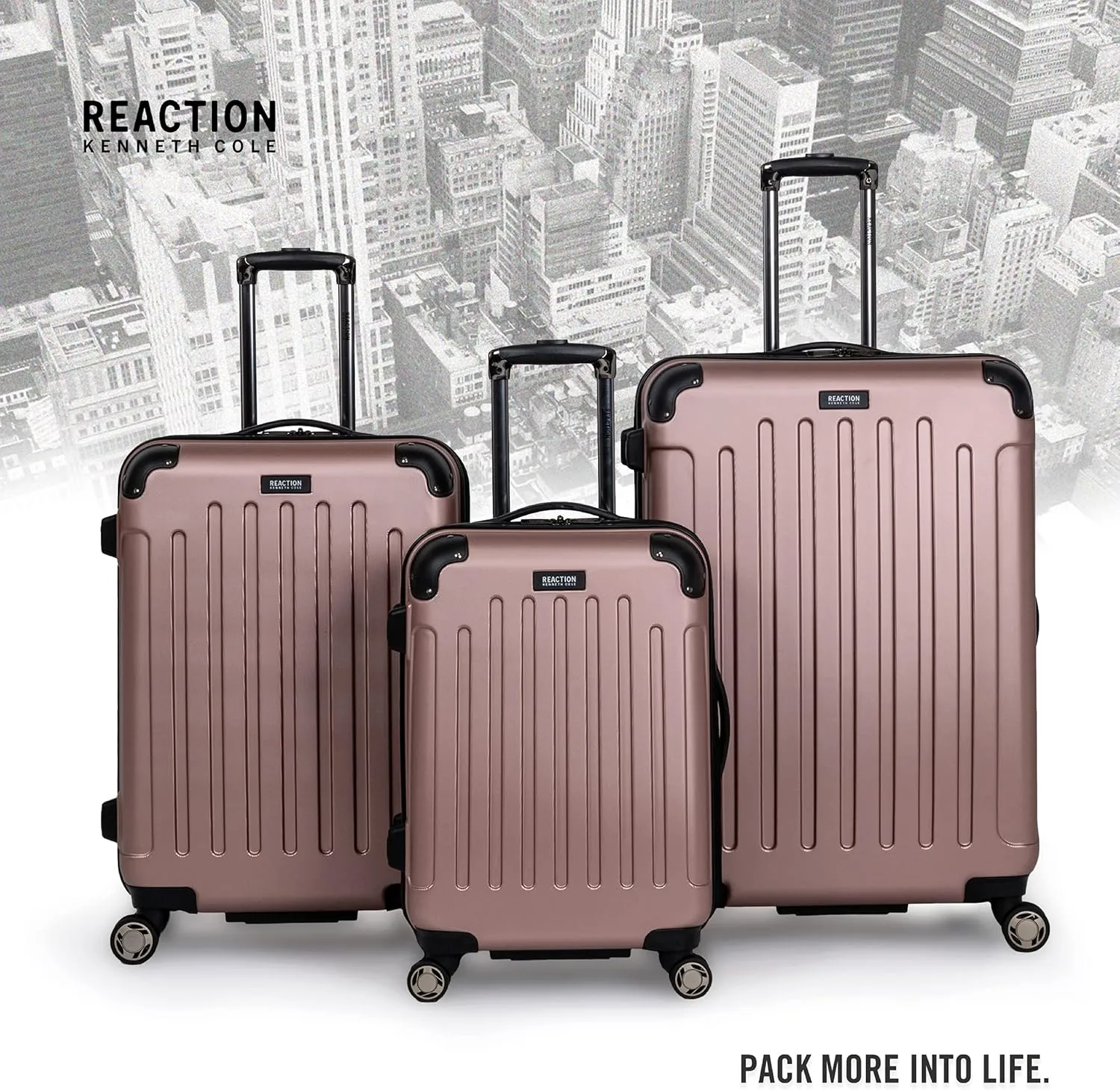 Kenneth Cole REACTION Renegade Luggage Expandable 8-Wheel Spinner Lightweight Hardside Suitcase, Rose Gold, 20-Inch Carry On