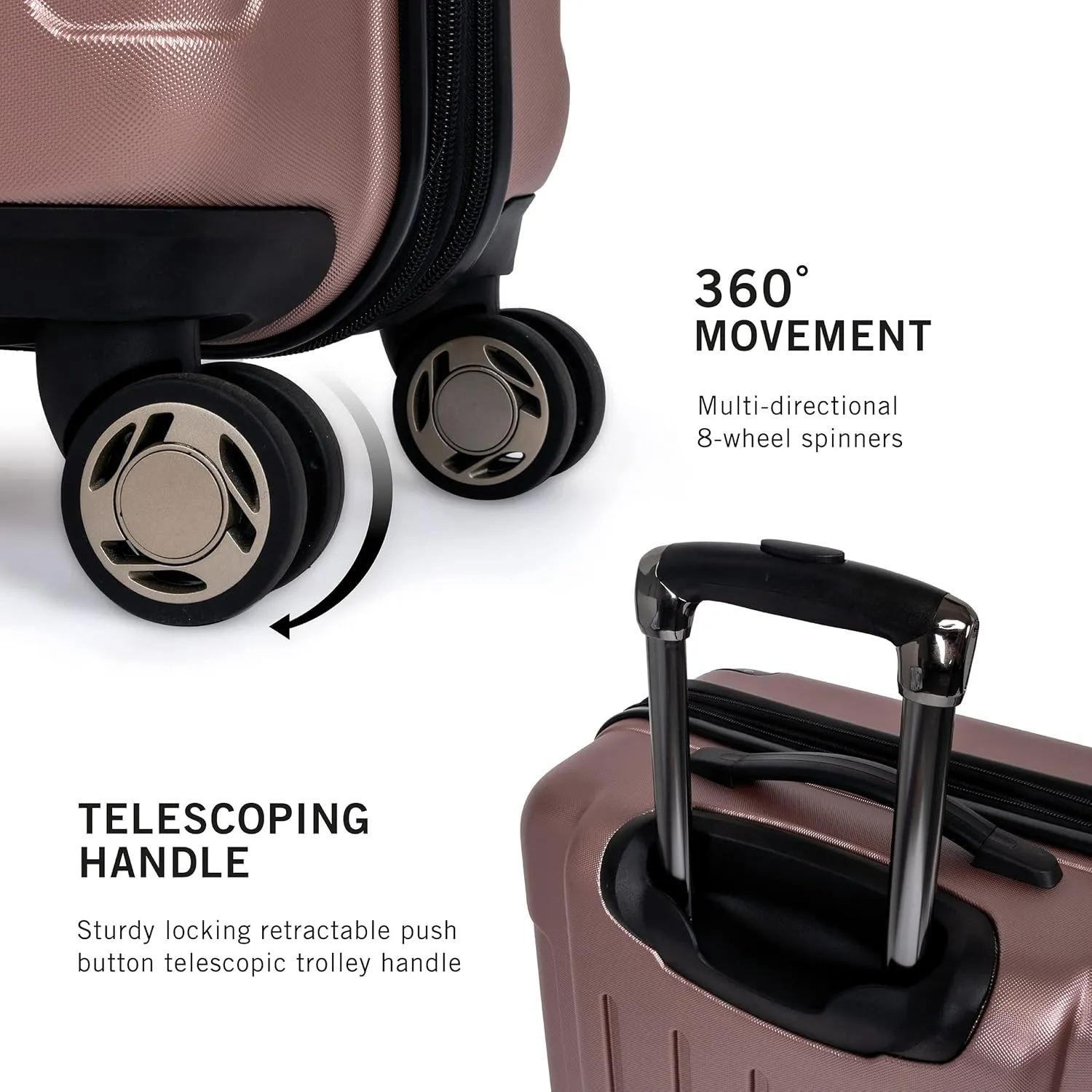 Kenneth Cole REACTION Renegade Luggage Expandable 8-Wheel Spinner Lightweight Hardside Suitcase, Rose Gold, 20-Inch Carry On