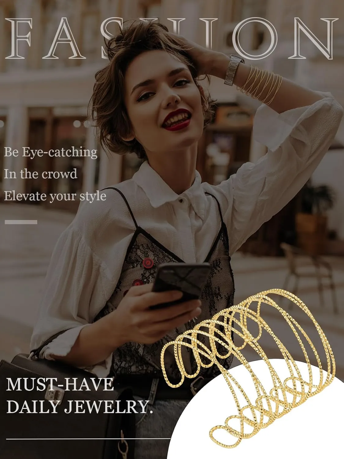 KeyStyle Cuff Bracelet for Women, Multi-layer Cross Wire Bangle 14K Gold Plated Stackable Wide Bracelet for Party Prom Minimalist Jewelry with Gift Box(Stainless Steel)