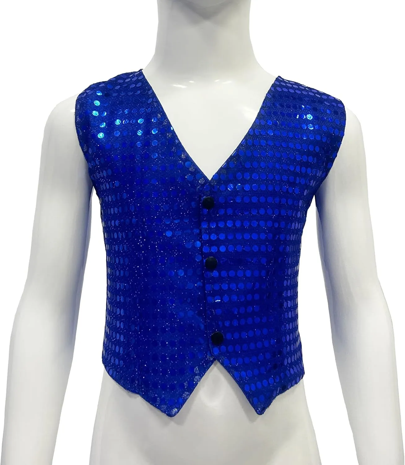 Kids Boys Girls Sequined Dance Hip Hop Performance Party Costume Vests Jacket Waistcoat