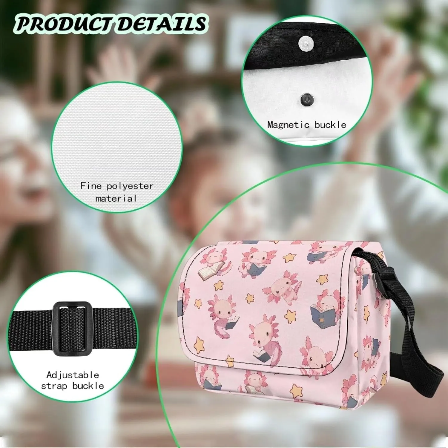 Kids Fashion Crossbody Purse Lightweight Messenger Bag with Zipper and Adjustable Strap for School Travel