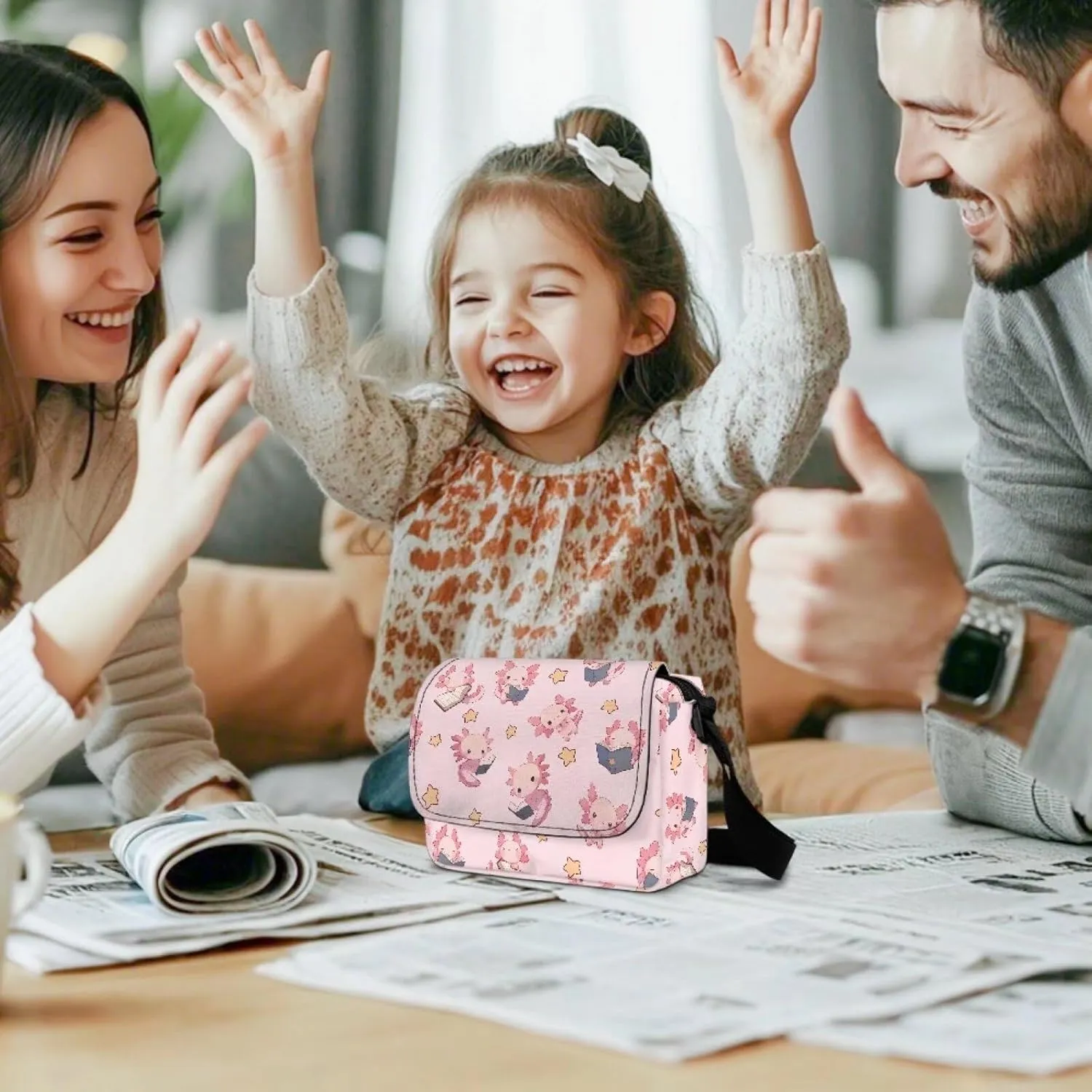 Kids Fashion Crossbody Purse Lightweight Messenger Bag with Zipper and Adjustable Strap for School Travel