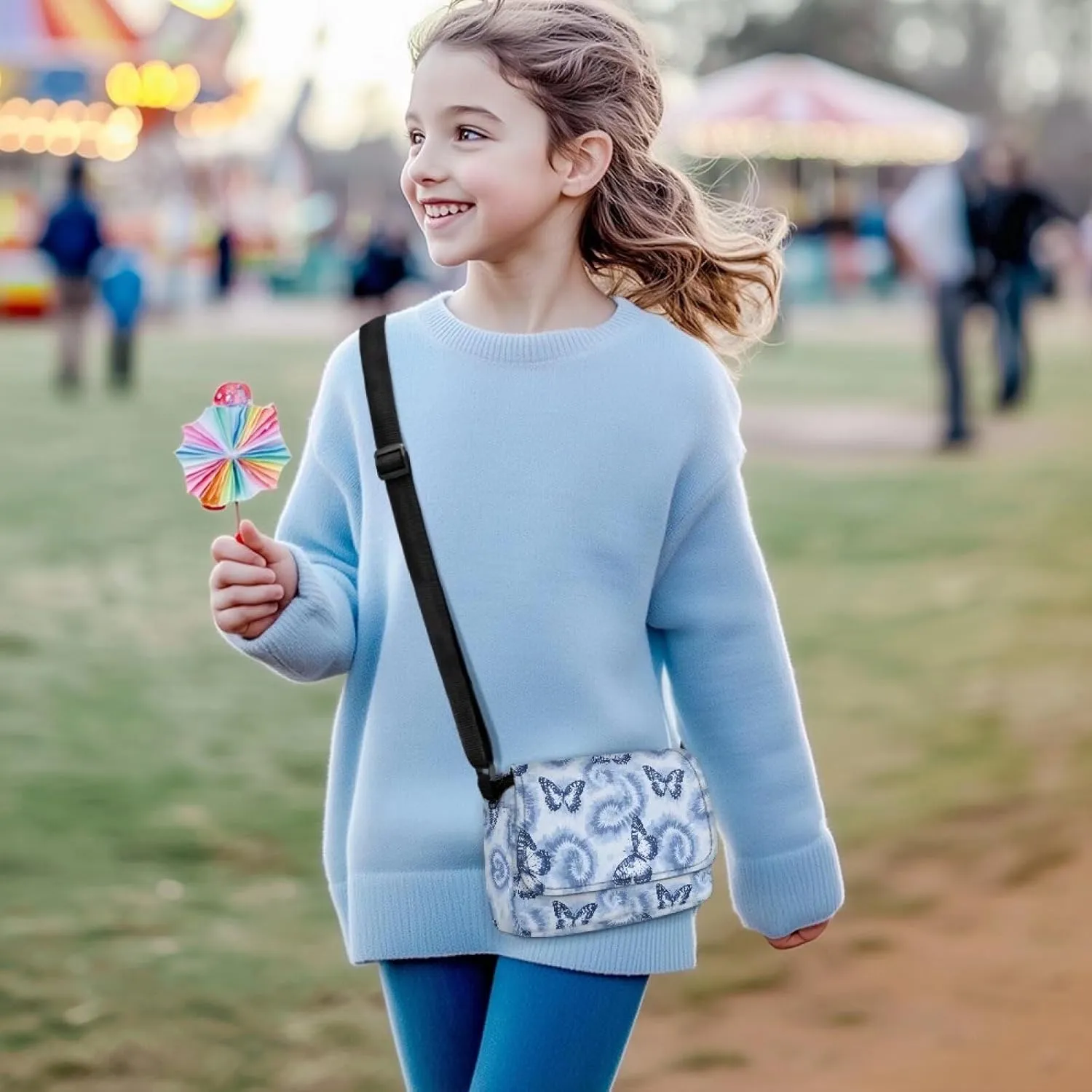 Kids Fashion Crossbody Purse Lightweight Messenger Bag with Zipper and Adjustable Strap for School Travel