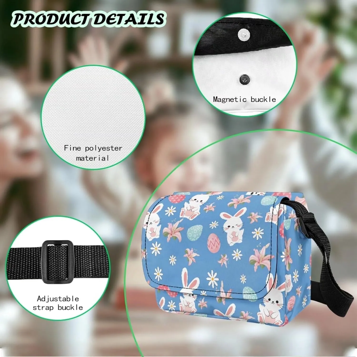 Kids Fashion Crossbody Purse Lightweight Messenger Bag with Zipper and Adjustable Strap for School Travel