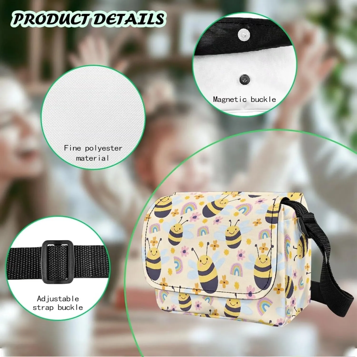 Kids Fashion Crossbody Purse Lightweight Messenger Bag with Zipper and Adjustable Strap for School Travel