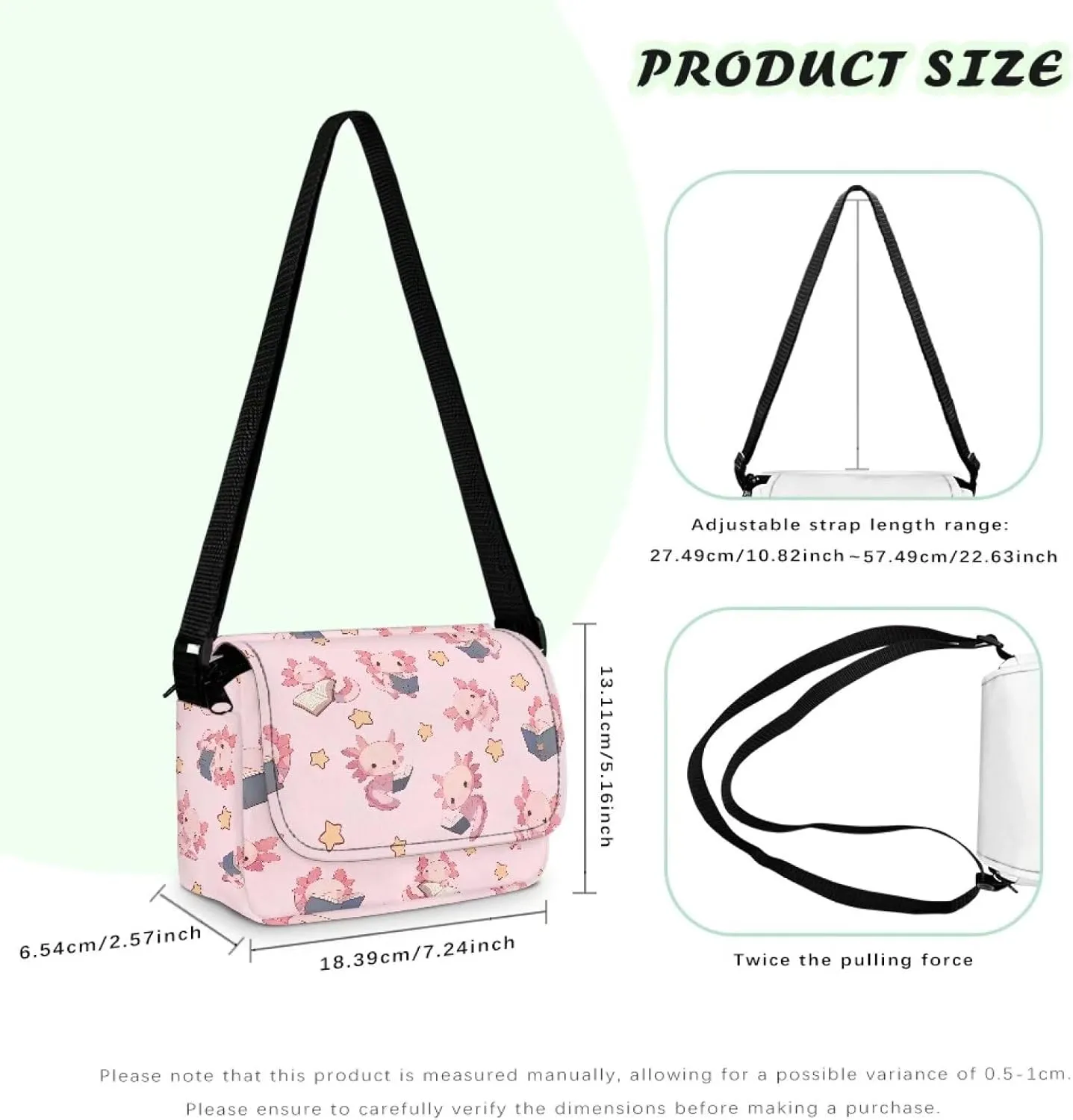 Kids Fashion Crossbody Purse Lightweight Messenger Bag with Zipper and Adjustable Strap for School Travel