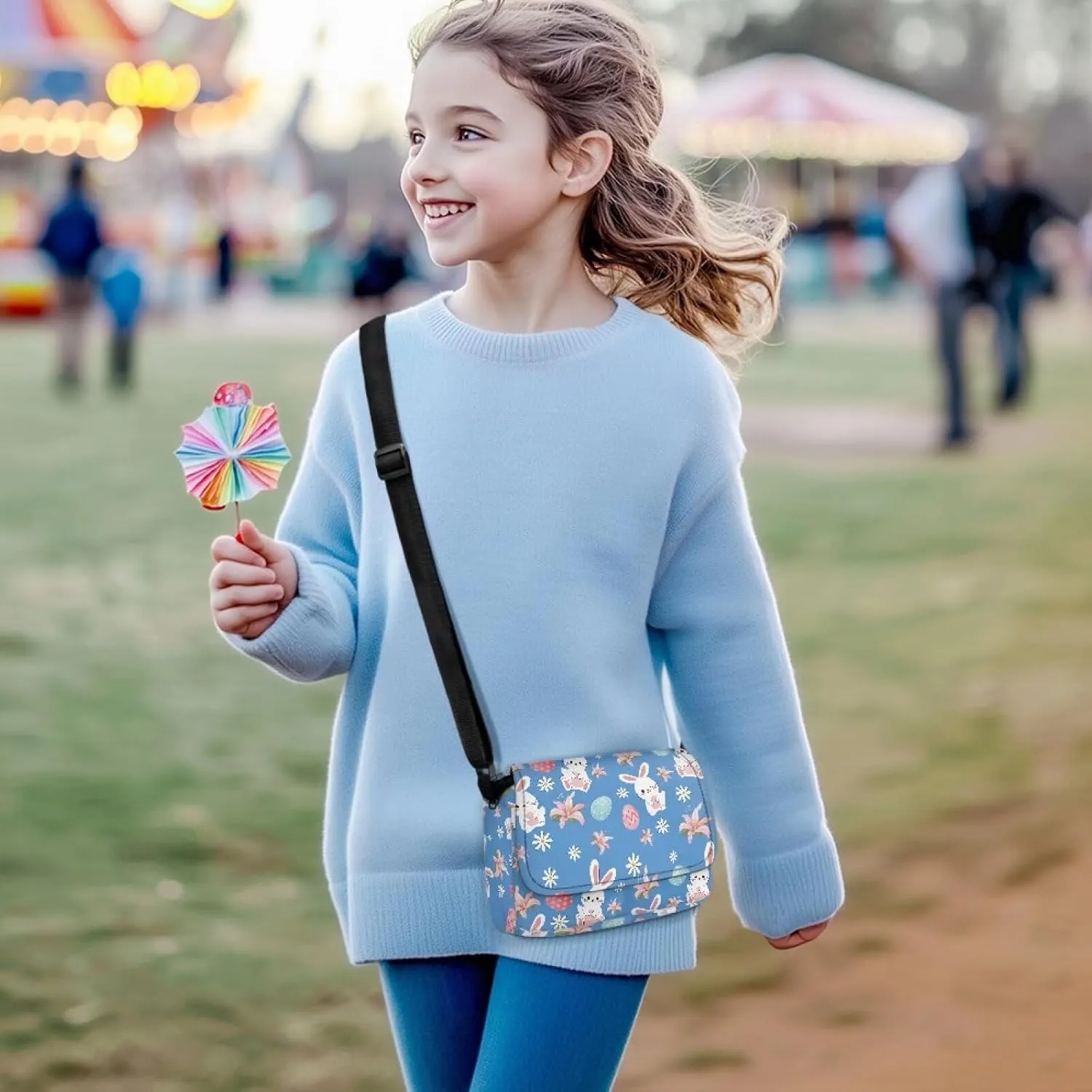 Kids Fashion Crossbody Purse Lightweight Messenger Bag with Zipper and Adjustable Strap for School Travel