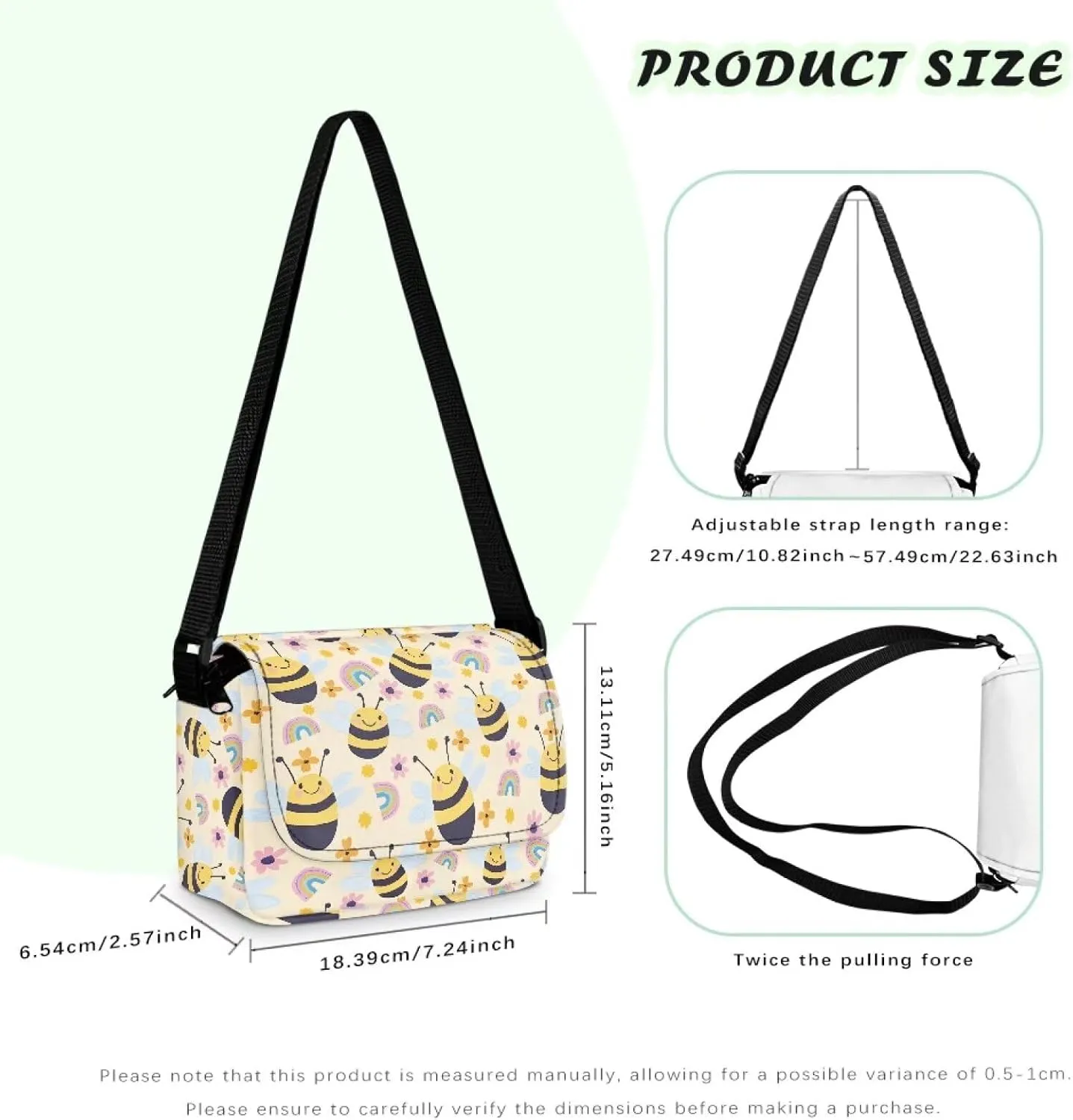 Kids Fashion Crossbody Purse Lightweight Messenger Bag with Zipper and Adjustable Strap for School Travel