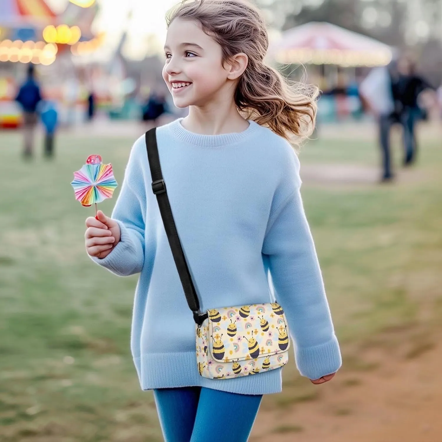Kids Fashion Crossbody Purse Lightweight Messenger Bag with Zipper and Adjustable Strap for School Travel