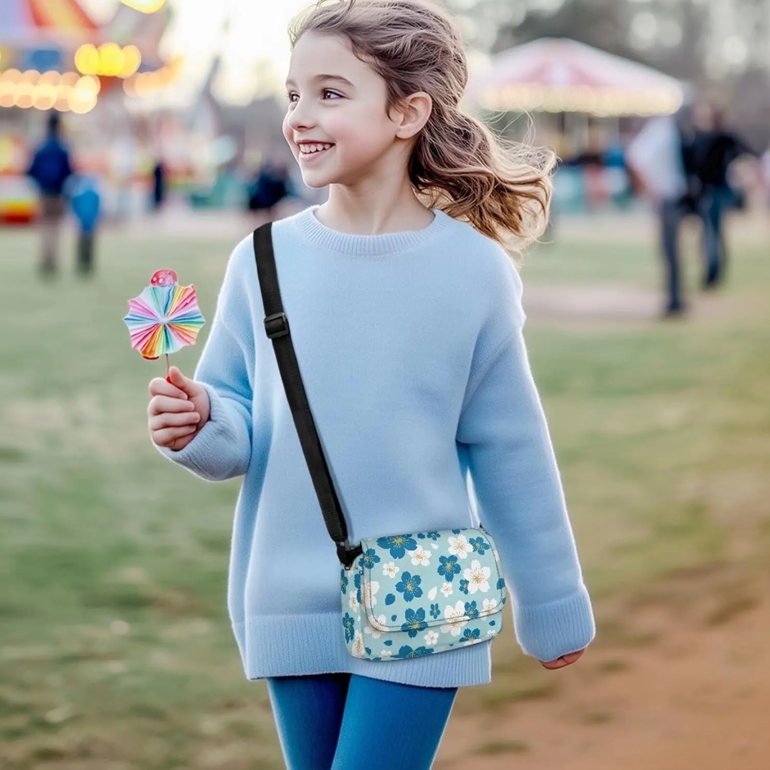 Kids Fashion Crossbody Purse Lightweight Messenger Bag with Zipper and Adjustable Strap for School Travel
