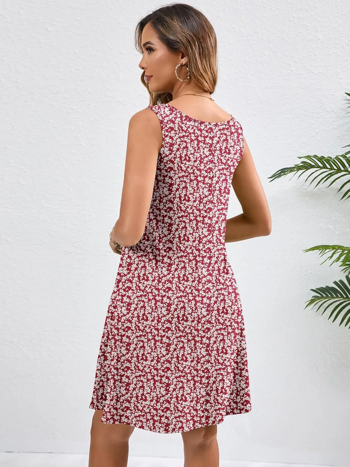 KORSIS Summer Dresses for Women Casual T Shirt Tank Dresses Sleeveless Swing Flowy Ladies Beach Vacation Sundress with Pocket