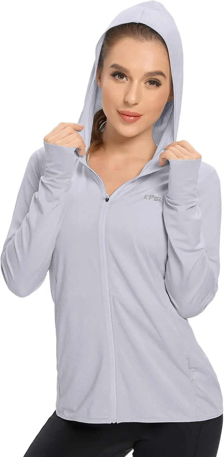 KPSUN Women's UPF 50  UV Sun Protection Clothing Zip Up Hoodie SPF Long Sleeve Sun Shirt Fishing Hiking Outdoor Jacket