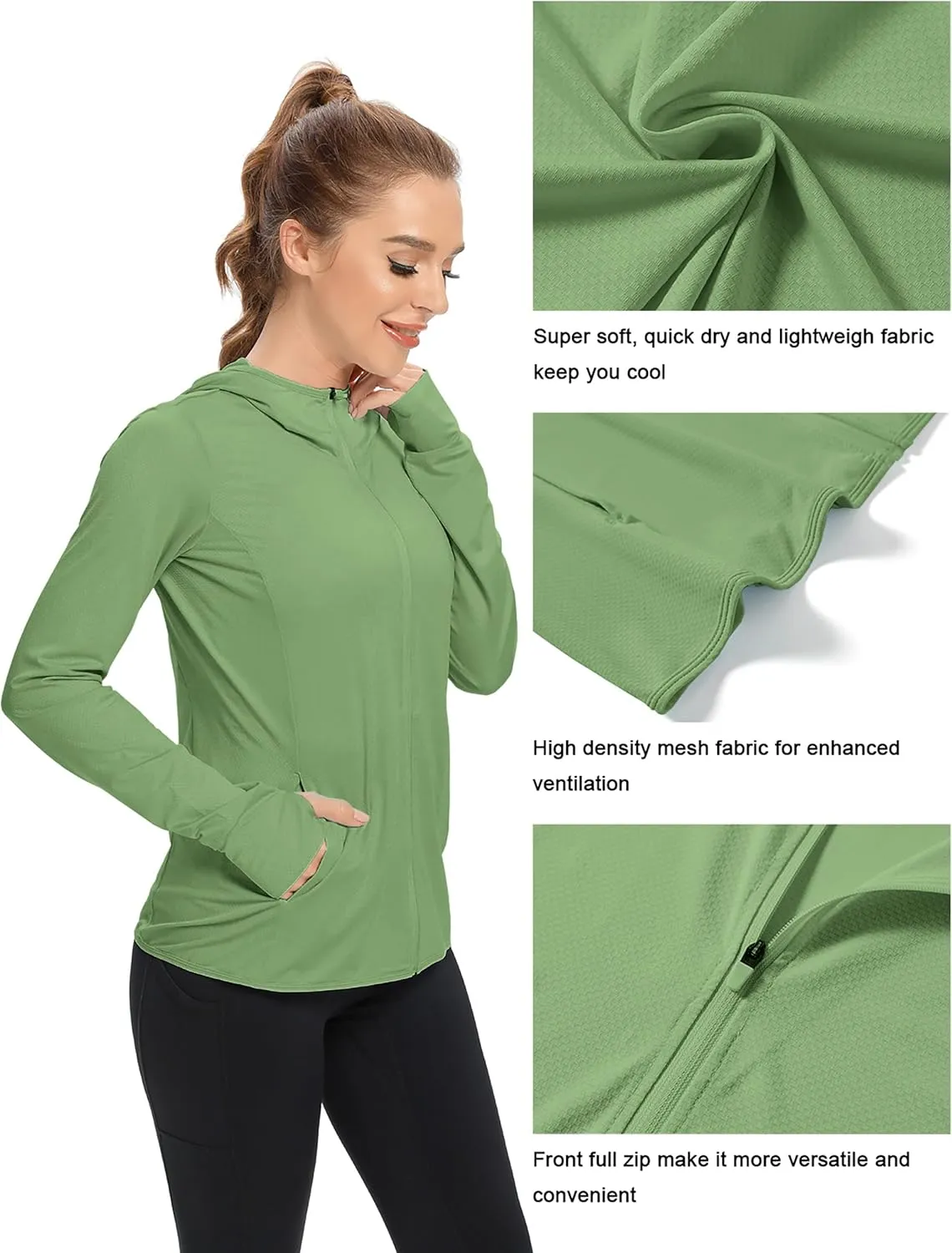 KPSUN Women's UPF 50  UV Sun Protection Clothing Zip Up Hoodie SPF Long Sleeve Sun Shirt Fishing Hiking Outdoor Jacket