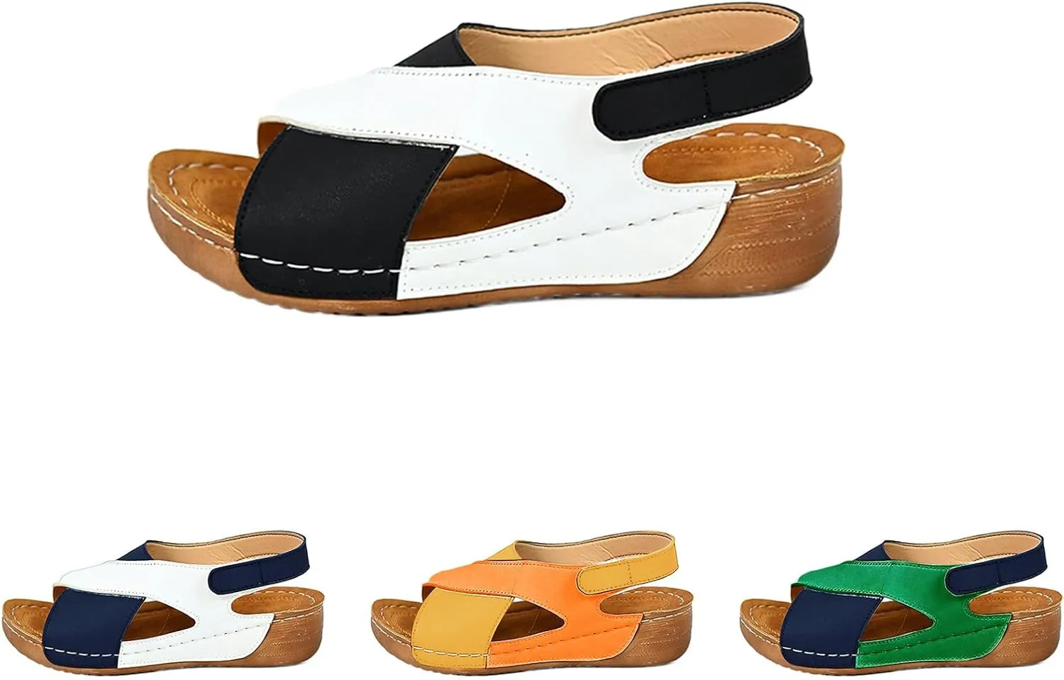 Kubbon Womens Orthopedic Sandals Strappy Wedge Heel Sandals Orthopedic Platform Sneakers Casual House Shoes with Arch Support Comfortable Beach Travel Sandles