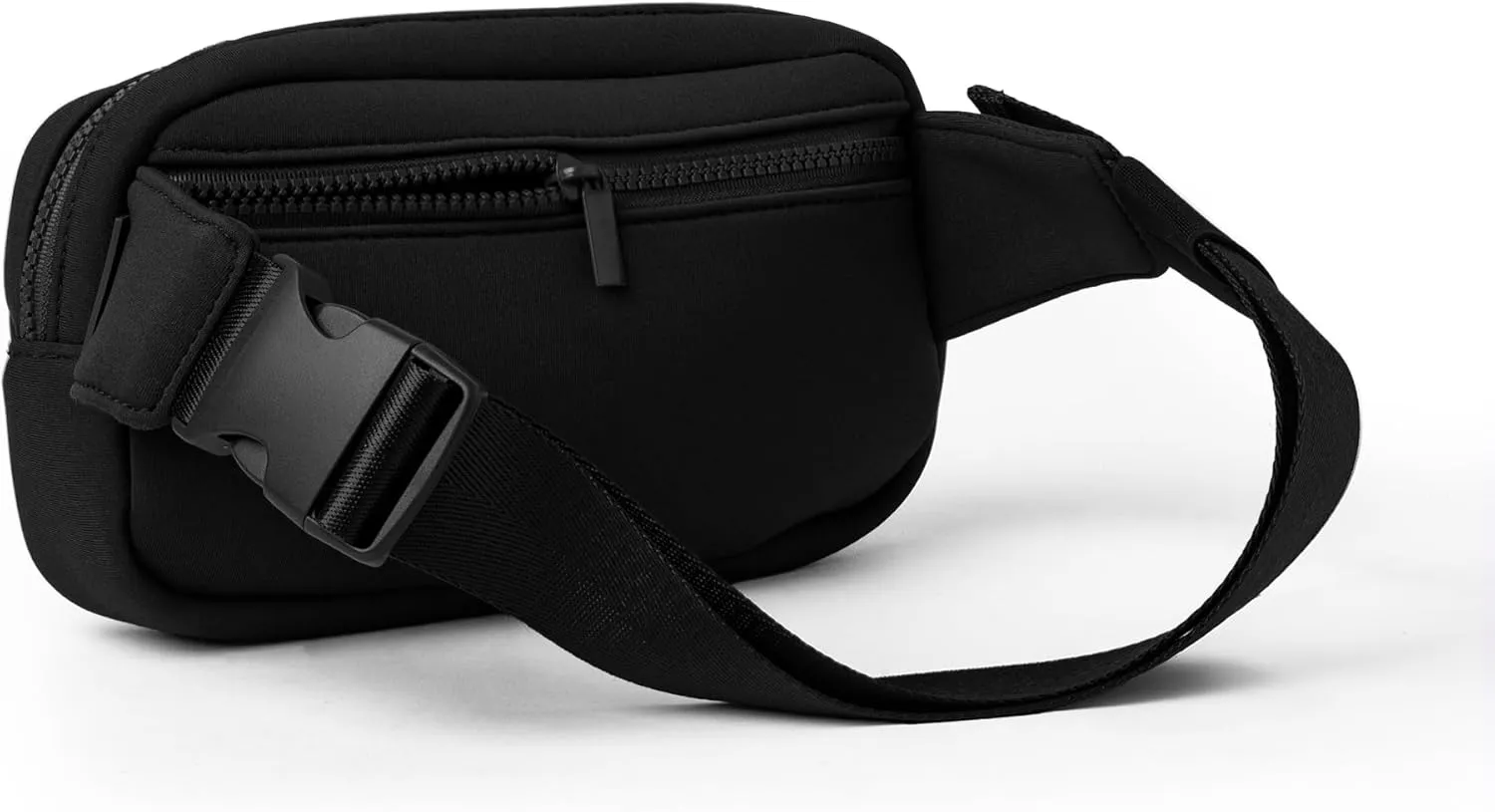 Large Neoprene Fanny Pack with Adjustable Strap, Bum Bag with 3 Zipper Pockets, Crossbody Belt Bag for Women & Men, Water Resistant Waist Pack for Travel, Sports, Festivals, Hiking, & Workouts (Black)