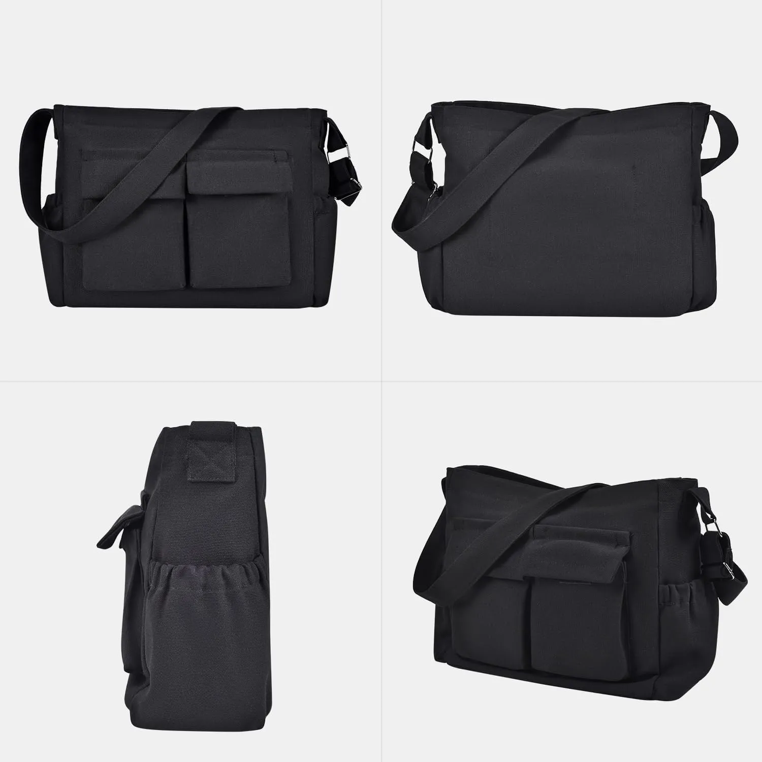 Large Vintage Canvas Messenger Shoulder Bag for Women Men Messenger bag Travel Crossbody Bag with Multiple Pockets