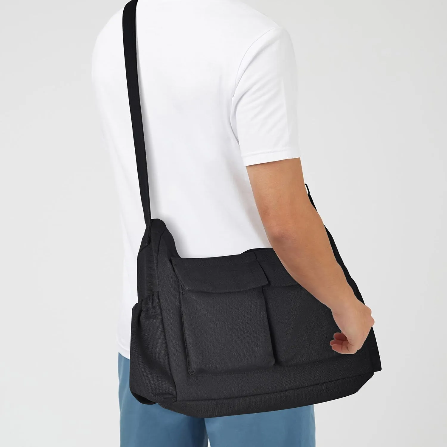 Large Vintage Canvas Messenger Shoulder Bag for Women Men Messenger bag Travel Crossbody Bag with Multiple Pockets