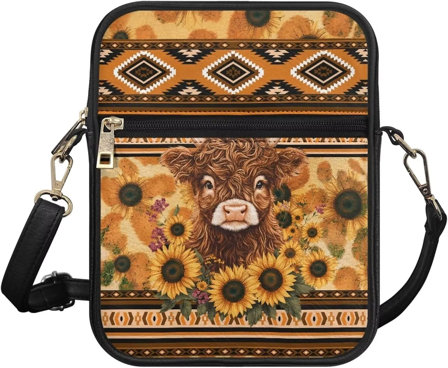 Leather Messenger Bag for Women Crossbody Cell Phone Purse Small Shoulder Pouch for Outdoor 9.5 inch