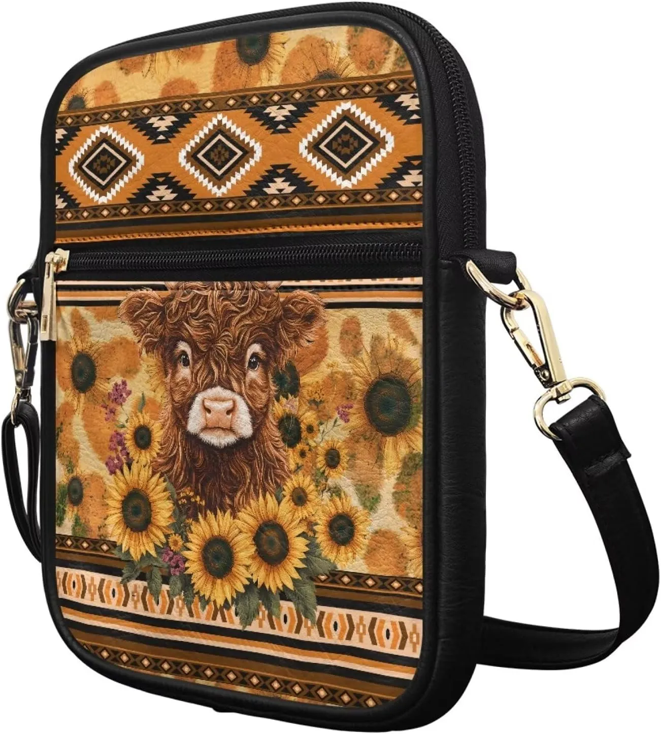 Leather Messenger Bag for Women Crossbody Cell Phone Purse Small Shoulder Pouch for Outdoor 9.5 inch