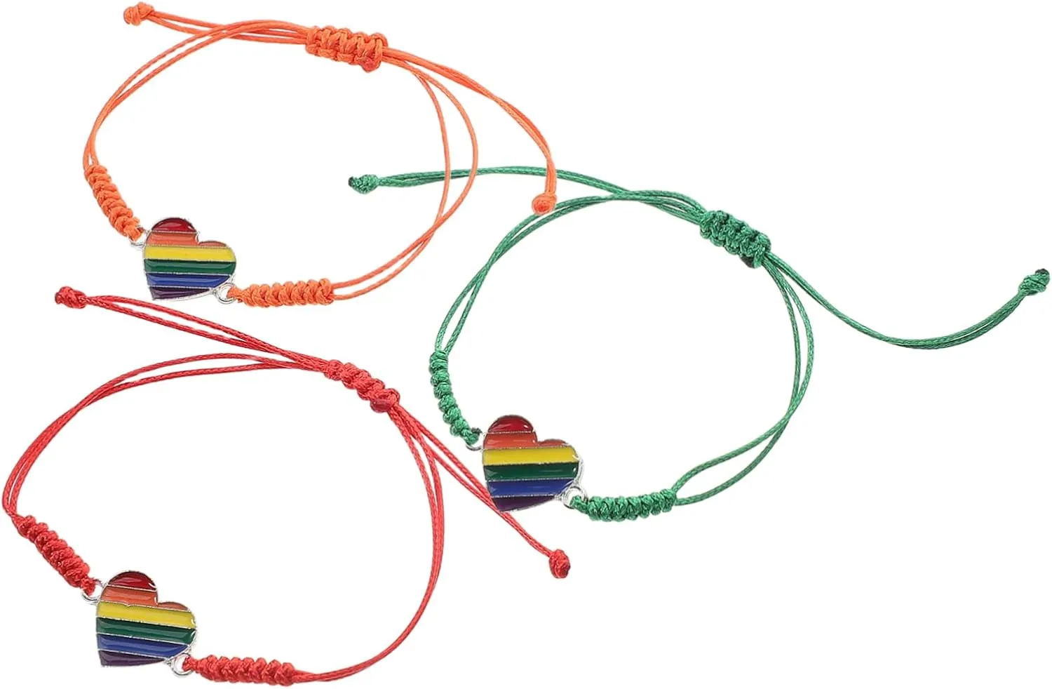 LIFKOME Unique Rainbow Pattern Heart Bracelet Unisex Friendship Woven Wristband Adjustable Couples Bracelet Pride Jewelry Braided Hand Jewelry for Holiday
