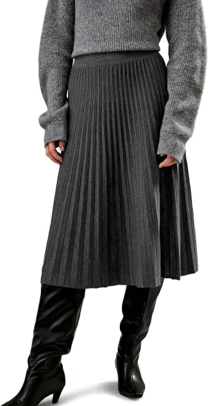 LilySilk Merino Wool Knit Skirt for Women Elastic Warm Solid Pleated A-line Skirts for Ladies Winter Fall Work Casual