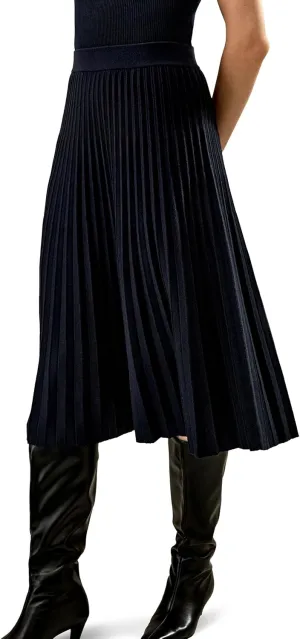 LilySilk Merino Wool Knit Skirt for Women Elastic Warm Solid Pleated A-line Skirts for Ladies Winter Fall Work Casual