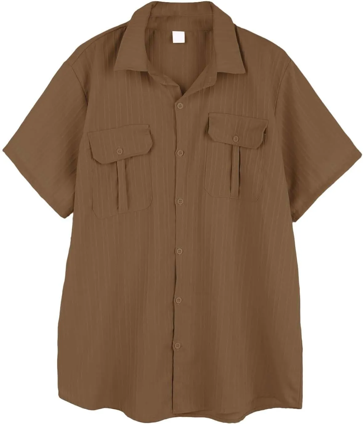 Linen Button Down Shirts for Men Casual Short Sleeve Loose Fit Hawaiian Shirt with Pockets Summer Trendy Beach Tops
