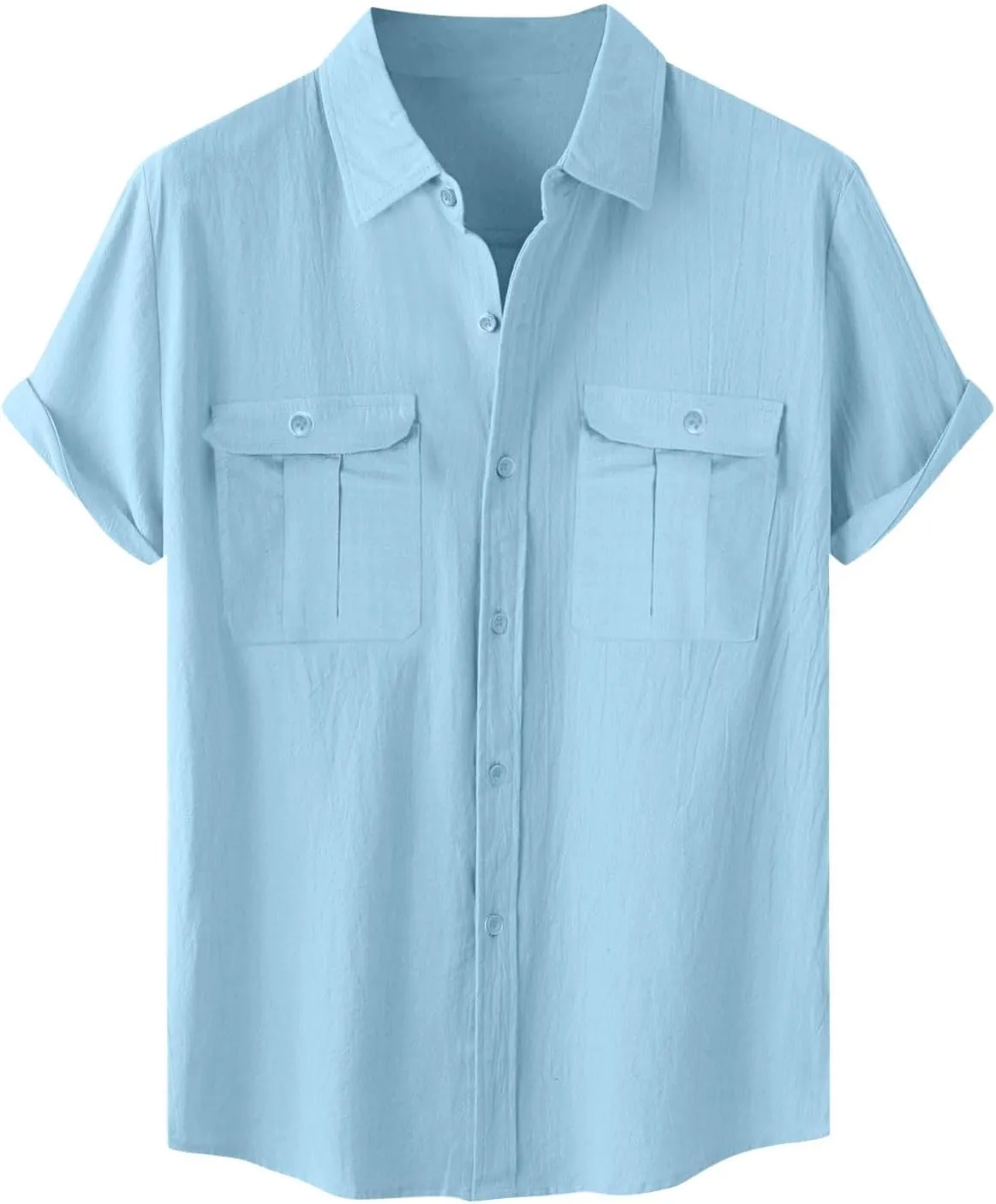 Linen Shirts for Men Short Sleeve Button Down Shirt Summer Vacation Clothes Hawaiian Beach Tops Hawaiian Work Shirt