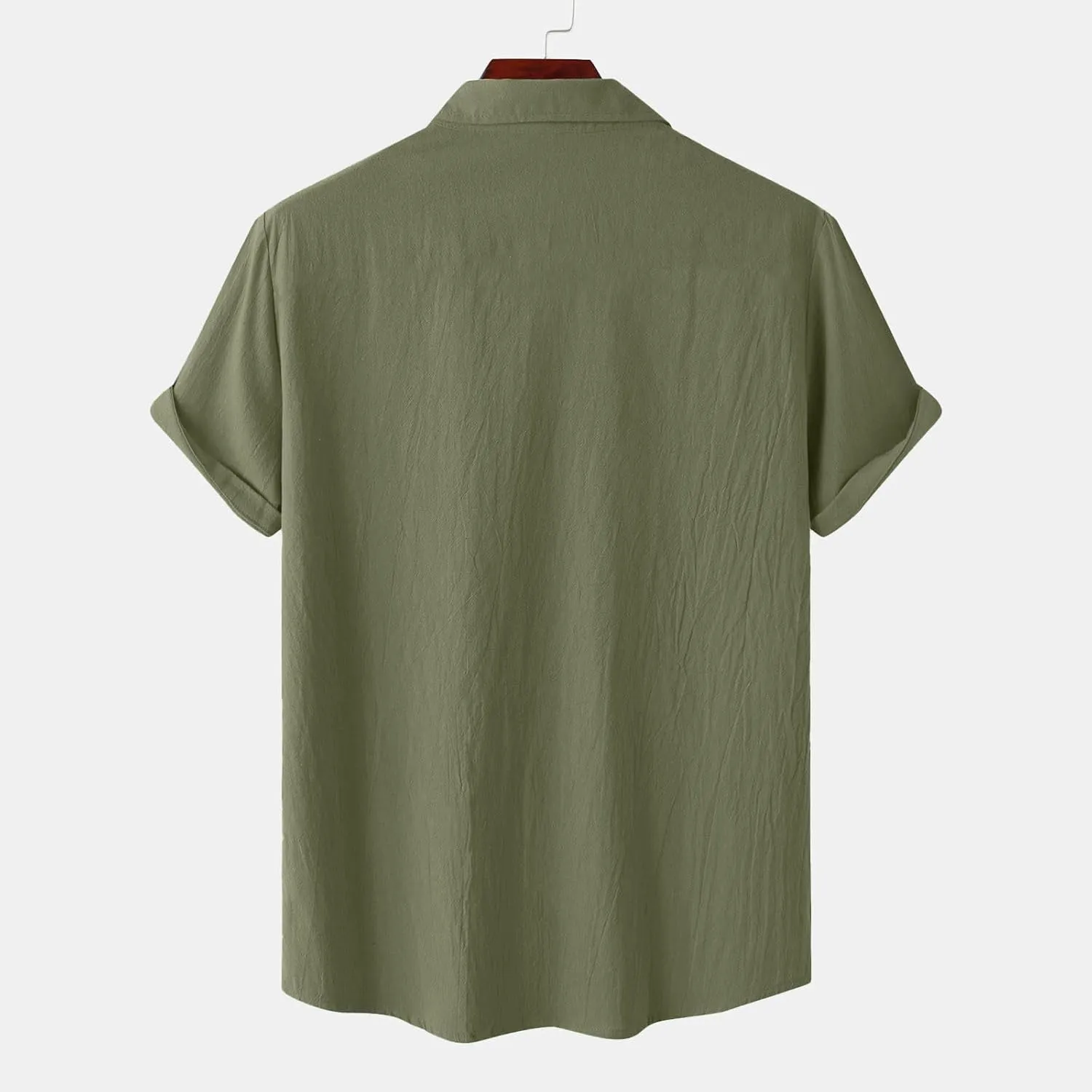 Linen Shirts for Men Short Sleeve Button Down Shirt Summer Vacation Clothes Hawaiian Beach Tops Hawaiian Work Shirt