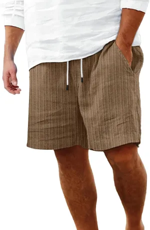 Linen Shorts for Men Black Leisure Solid Color Black Single Layer Shorts for Men Beach Shorts with Pockets Men's