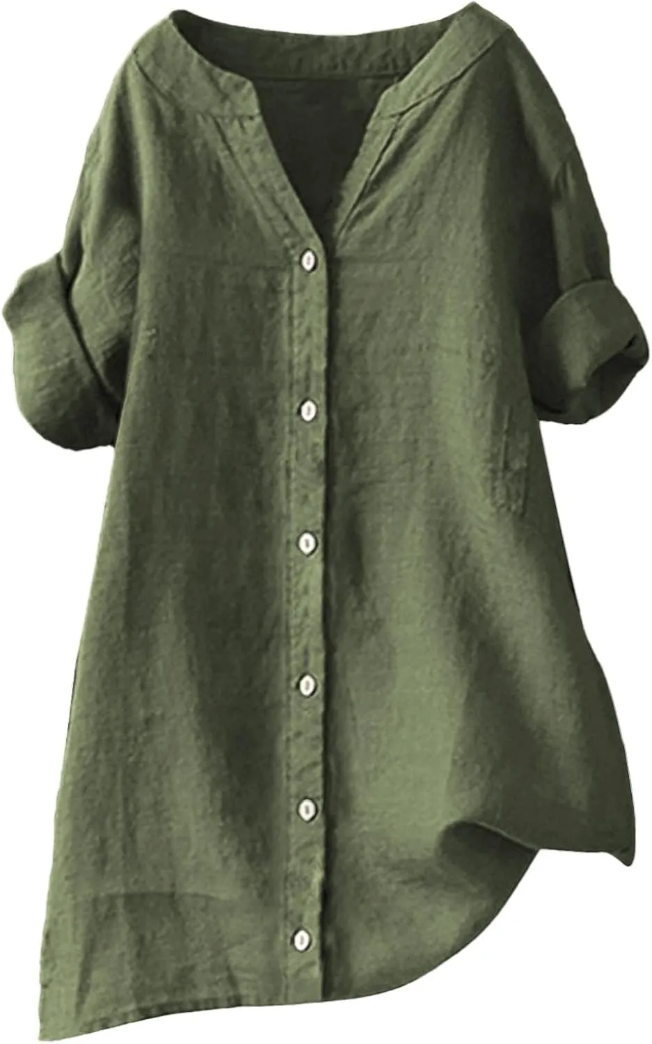 Linen Tops for Women 2025 Summer Button Down V Neck Shirts Casual Short Sleeve Loose Tshirt Cotton Linen Blouse Tees