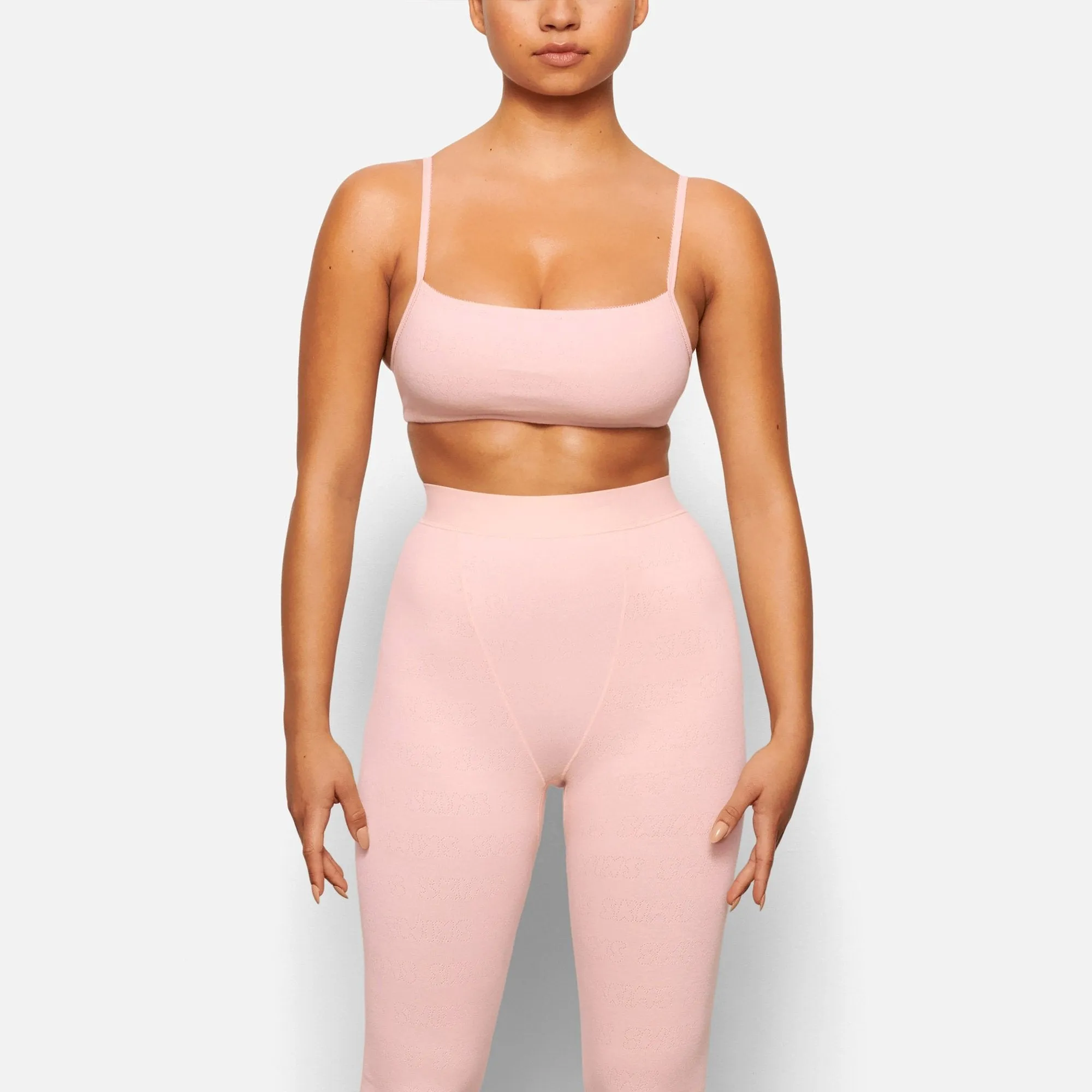 LOGO POINTELLE SCOOP NECK BRALETTE | QUARTZ