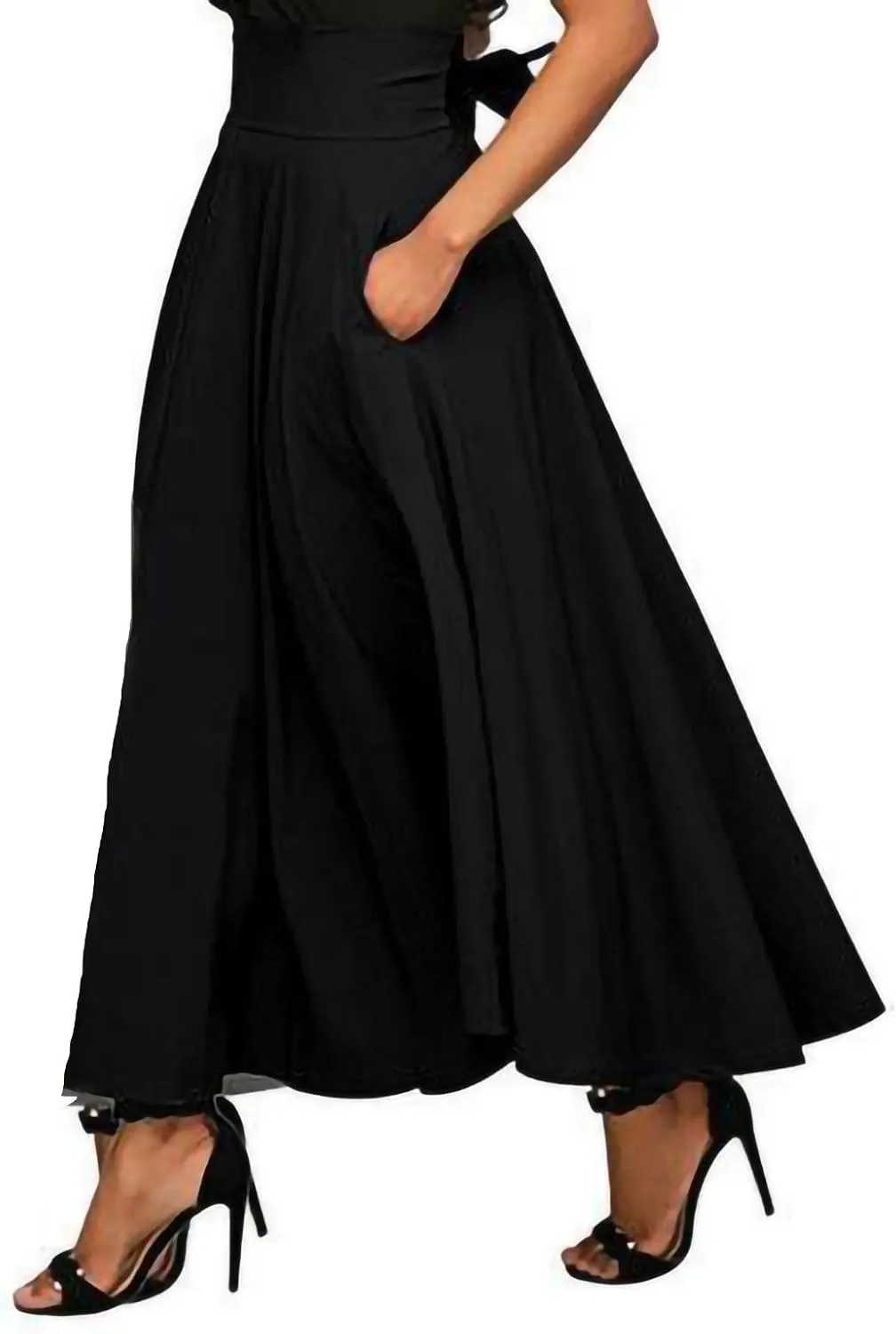 Long Skirts for Women Women's Midi Skirt Summer Pleated Flowy Elastic High Waisted Skirts with Pockets Women Skirt