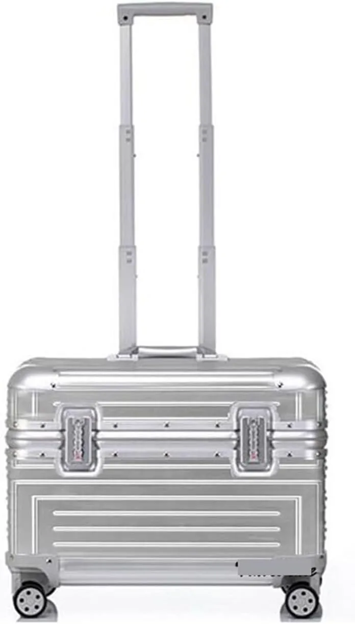 Luggage Aluminum Spinner 18" Camera Trolley Suitcase Luggage Bag Photography Suitcase On Wheels Suitcase(Silver,22 inch Check in)