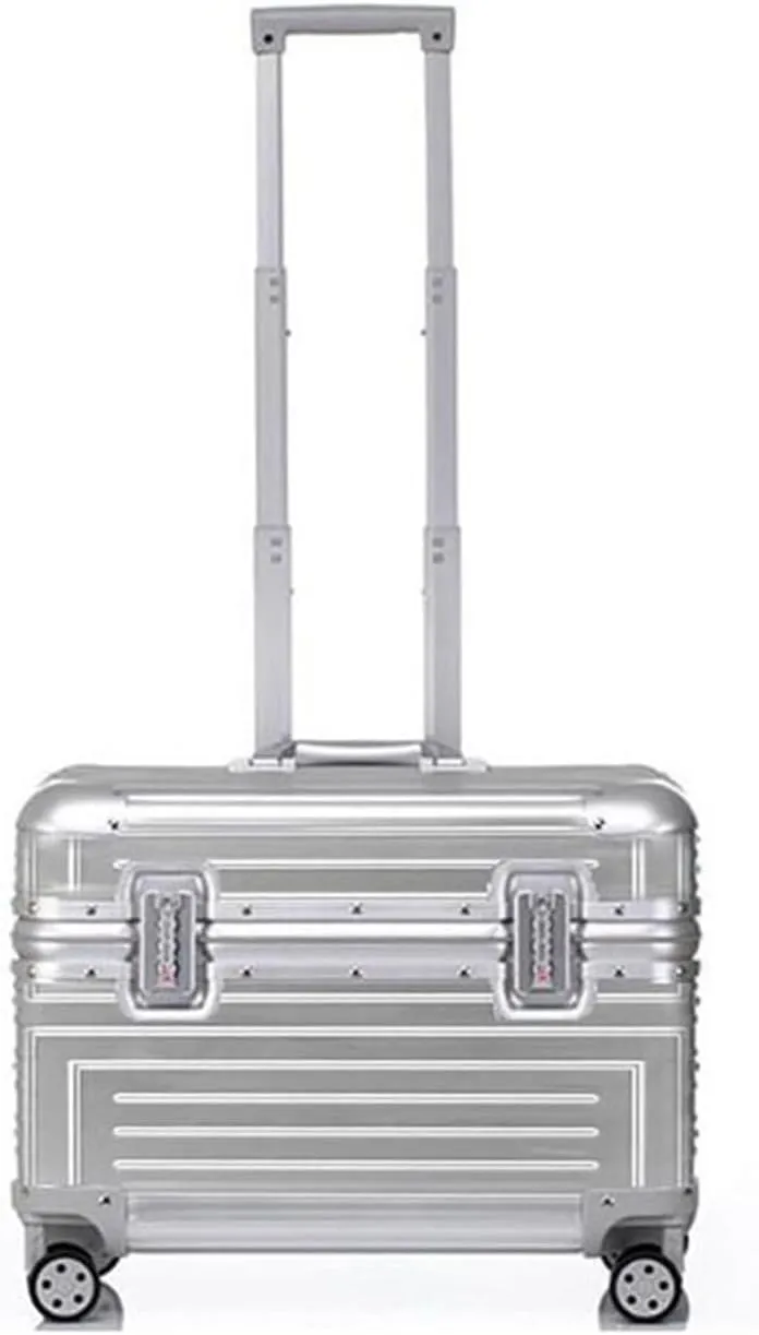 Luggage Aluminum Spinner 18" Camera Trolley Suitcase Luggage Bag Photography Suitcase On Wheels Suitcase(Silver,22 inch Check in)