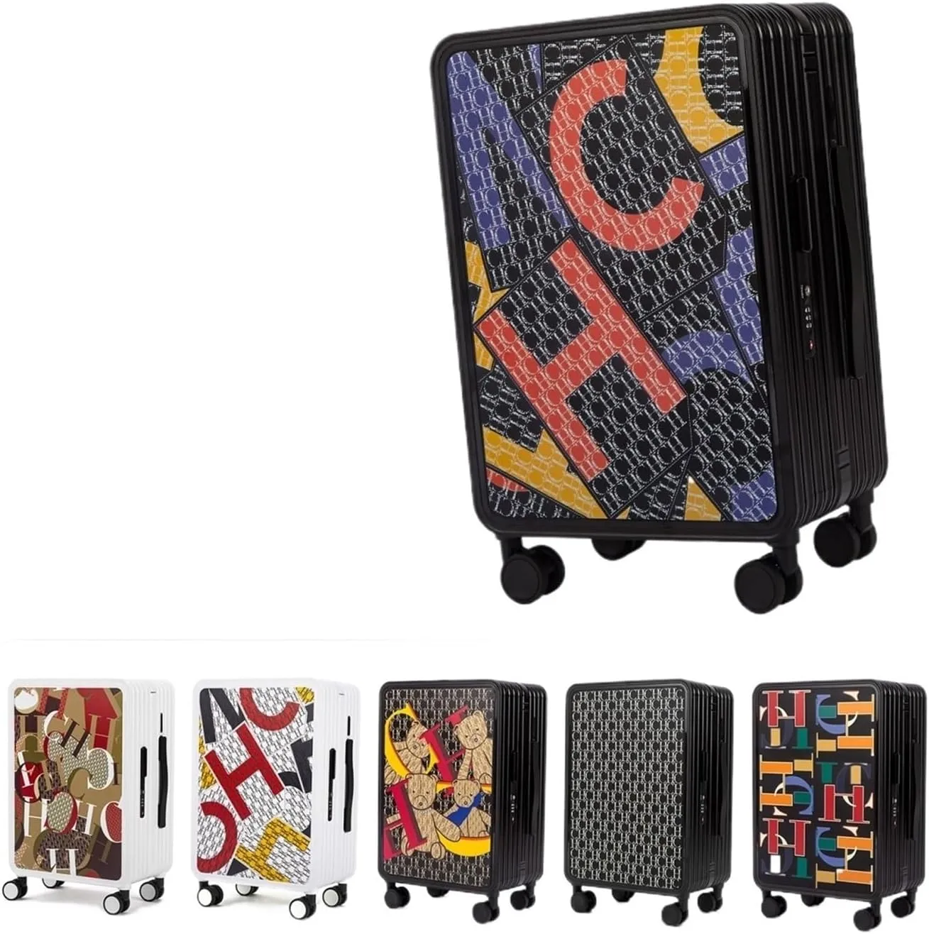 Luggage Classic Fashion Unisex New Roller Luggage Letter Large Capacity Business Travel Luggage Suitcase(Style5)