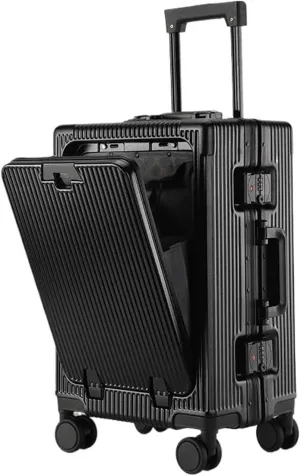 Luggage New Opening Multifunction Suitcase Aluminium Frame Luggage Large Capacity Universal Wheel 20 inch Password Carry Trolley Case Suitcase(6,20 inch)