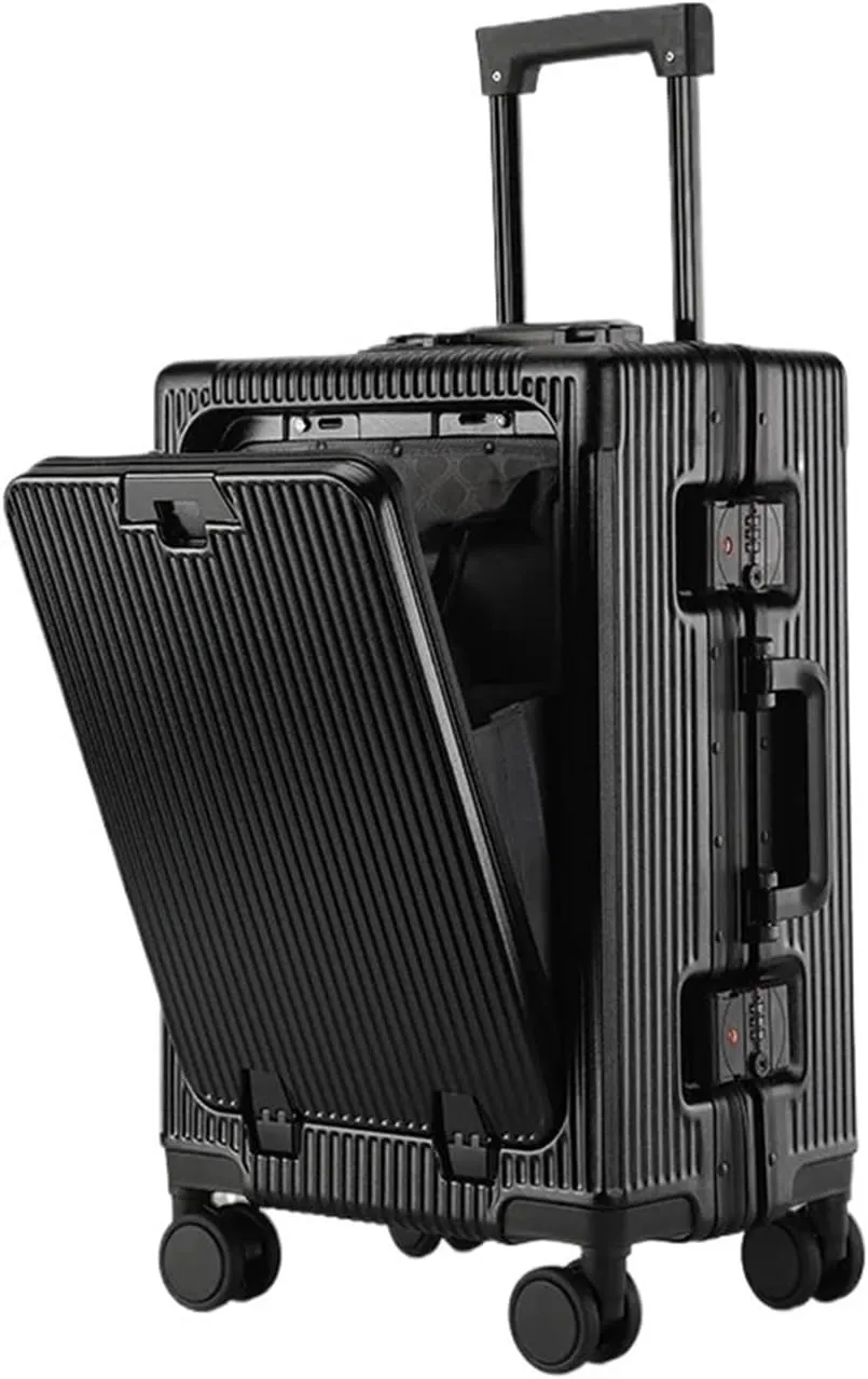 Luggage New Opening Multifunction Suitcase Aluminium Frame Luggage Large Capacity Universal Wheel 20 inch Password Carry Trolley Case Suitcase(6,20 inch)