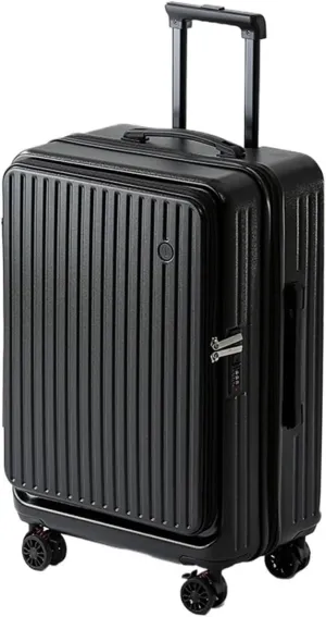 Luggage Side Opening Luggage 2024 New Extendable Multifunctional Trolley Case 20 Inch Suitcase travel case Suitcase((Black),22)