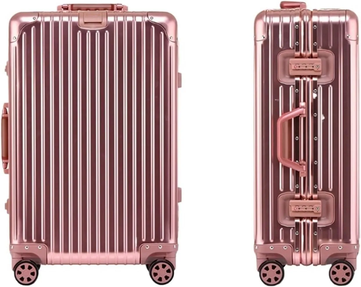 Luggage Suitcase Aluminum Metal Password Trolley Luggage Suitcase Trip Cabin Carry-on 20/24/28/32 Inch Travel Bags Suitcases Suitcase(Black,22 inch)