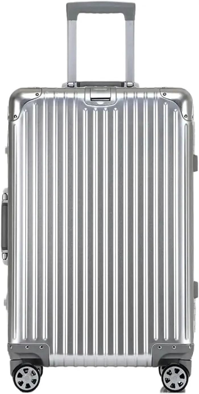 Luggage Suitcase Aluminum Metal Password Trolley Luggage Suitcase Trip Cabin Carry-on 20/24/28/32 Inch Travel Bags Suitcases Suitcase(Black,22 inch)