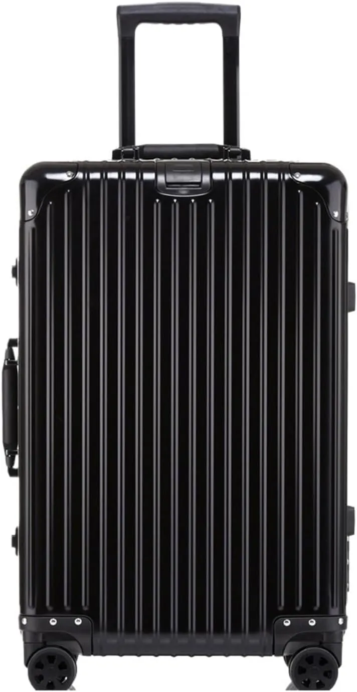Luggage Suitcase Aluminum Metal Password Trolley Luggage Suitcase Trip Cabin Carry-on 20/24/28/32 Inch Travel Bags Suitcases Suitcase(Black,22 inch)