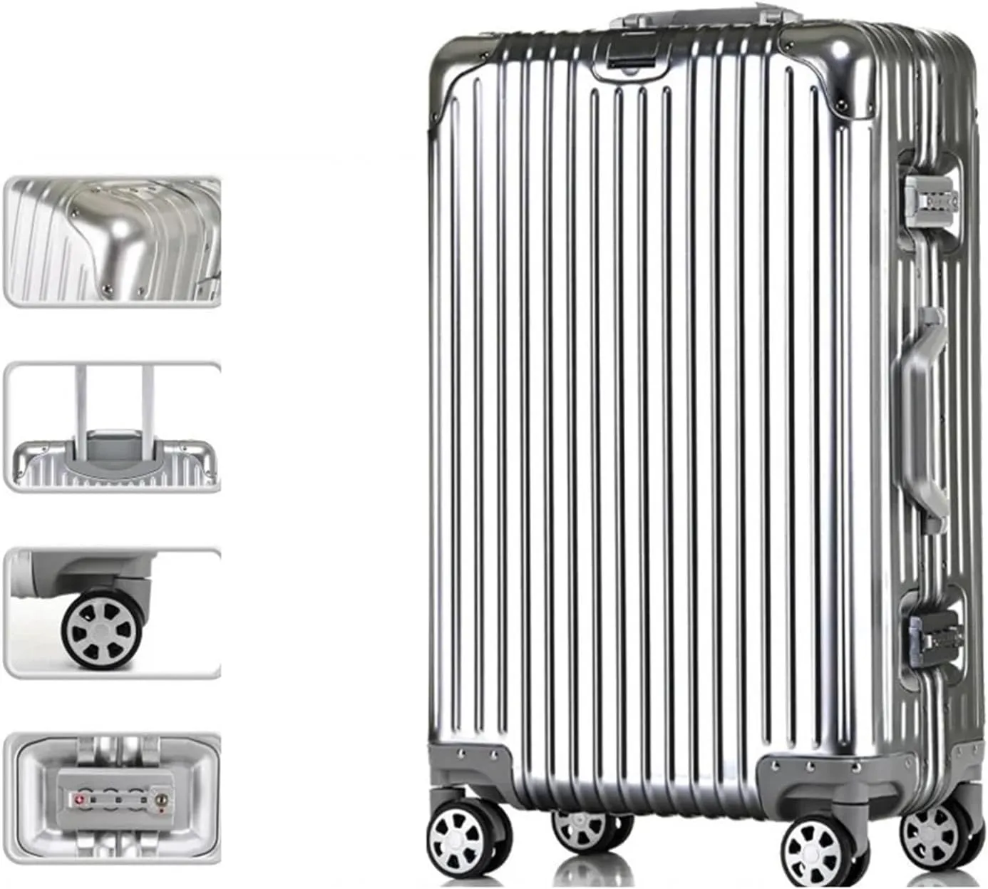 Luggage Suitcase Aluminum Metal Password Trolley Luggage Suitcase Trip Cabin Carry-on 20/24/28/32 Inch Travel Bags Suitcases Suitcase(Blue,22 inch)