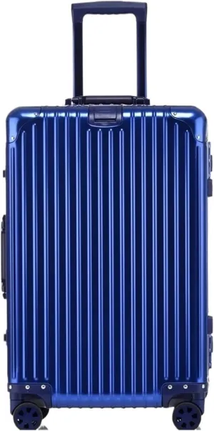 Luggage Suitcase Aluminum Metal Password Trolley Luggage Suitcase Trip Cabin Carry-on 20/24/28/32 Inch Travel Bags Suitcases Suitcase(Blue,22 inch)
