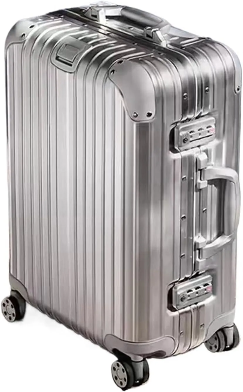 Luggage Suitcase Aluminum Metal Password Trolley Luggage Suitcase Trip Cabin Carry-on 20/24/28/32 Inch Travel Bags Suitcases Suitcase(Blue,22 inch)